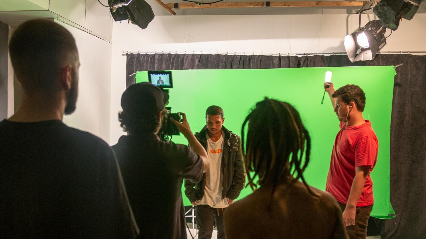 Filmagem em estúdio usando chroma key